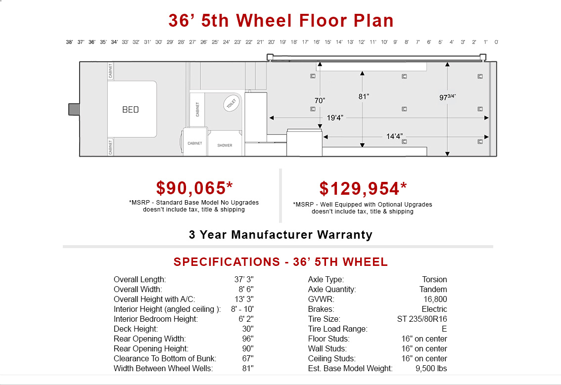 ATC Aluminum Toy Hauler 5th Wheel 36' Floor Plan - Sun City RV - ATC Dealer Phoenix ATC Aluminum Toy Hauler 5th Wheel 36' Floor Plan - Sun City RV - ATC Dealer Phoenix