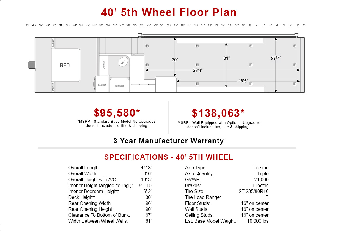 ATC Aluminum Toy Hauler 5th Wheel 40' Floor Plan - Sun City RV - ATC Dealer Phoenix ATC Aluminum Toy Hauler 5th Wheel 40' Floor Plan - Sun City RV - ATC Dealer Phoenix